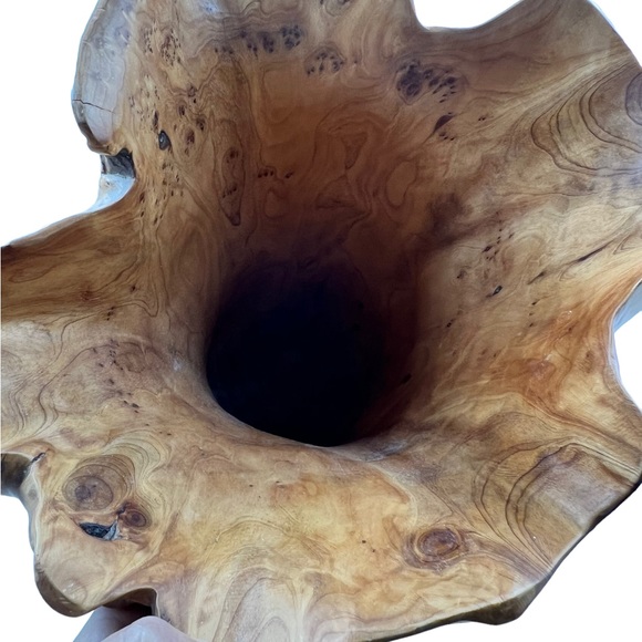 Hand Carved Wooden Vase Birdseye Maple Burl Wood Tree Stump Natural Juniper JK - Picture 5 of 8